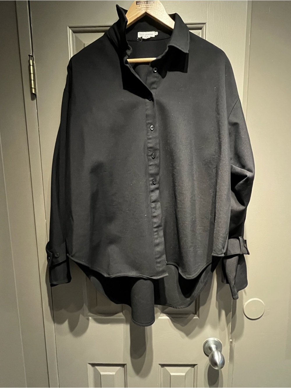 Good American Black Oversized Button-Down Shirt